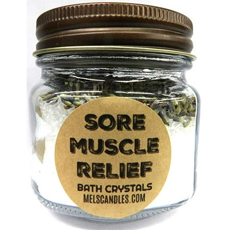 Mels Candles and More Sore Muscle Relief Bath Salts 8 ounce Country Jar of Perfect for relief of