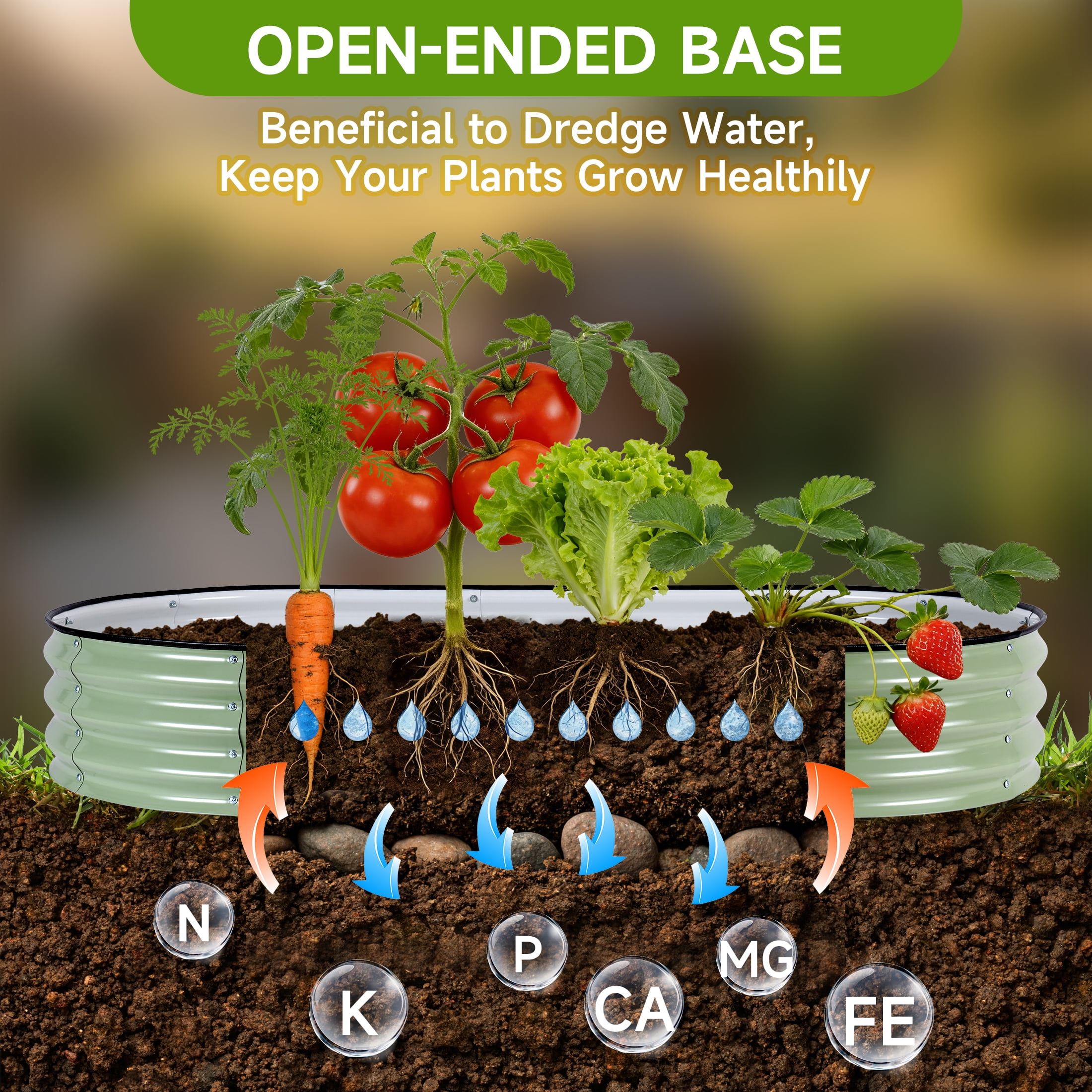 Tufmunb Raised Garden Bed, Galvanized Raised Metal Planter Boxes Outdoor for Vegetables, Fruits and Flowers, 6x3x1FT, Green