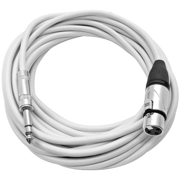 Seismic Audio 25 Foot XLR Female to 1/4 Inch TRS Patch Cable - Balanced White Audio Cord 25' - SATRXL-F25White