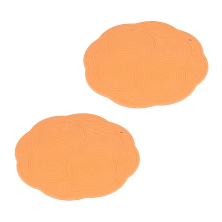 - Tableware Bowl Rubber Water Heat Insulation Resistant Pad Mat Orange 2pcs