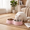 thumbnail image 6 of ICQOVD Stainless Steel Double Pet Bowl Set Food and Water Feeder with Non Slip Base Large Capacity Durable Feeding Bowl 9.84x5.31x1.77IN, 6 of 7