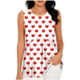 thumbnail image 3 of Craaazy Women's Loose Fit Heart Print Sleeveless Round Neck Pleated Blouse Elegant Casual Top, 3 of 6