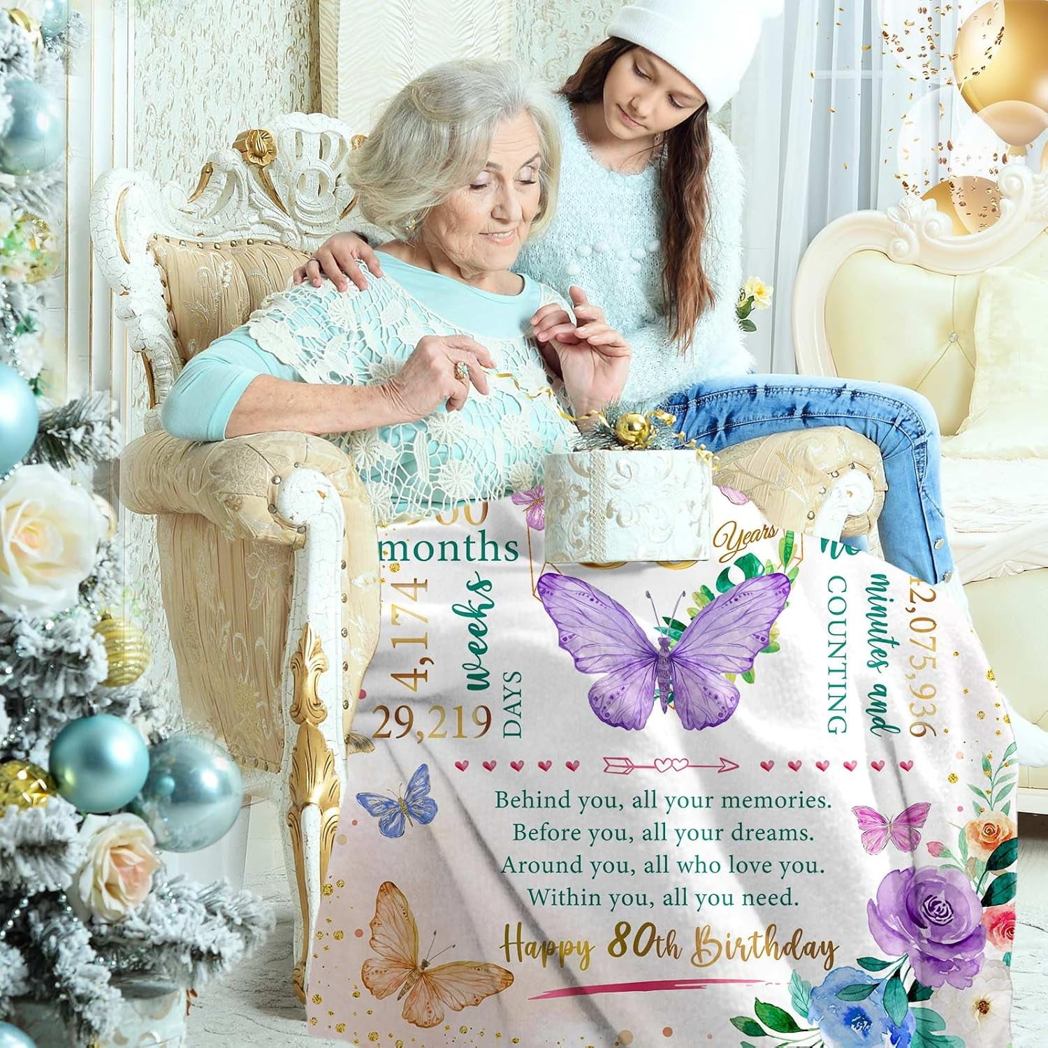 80th Birthday Gifts for Women, Best Gifts for 80 Year Old Woman Birthday, 1944 Birthday Gifts for Women Mom, Happy 80th Birthday Gifts Ideas, 80th Women Birthday Decorations Throw Blanket