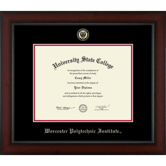 Worcester Polytechnic Institute Diploma Frame, Document Size 11" x 8.5"