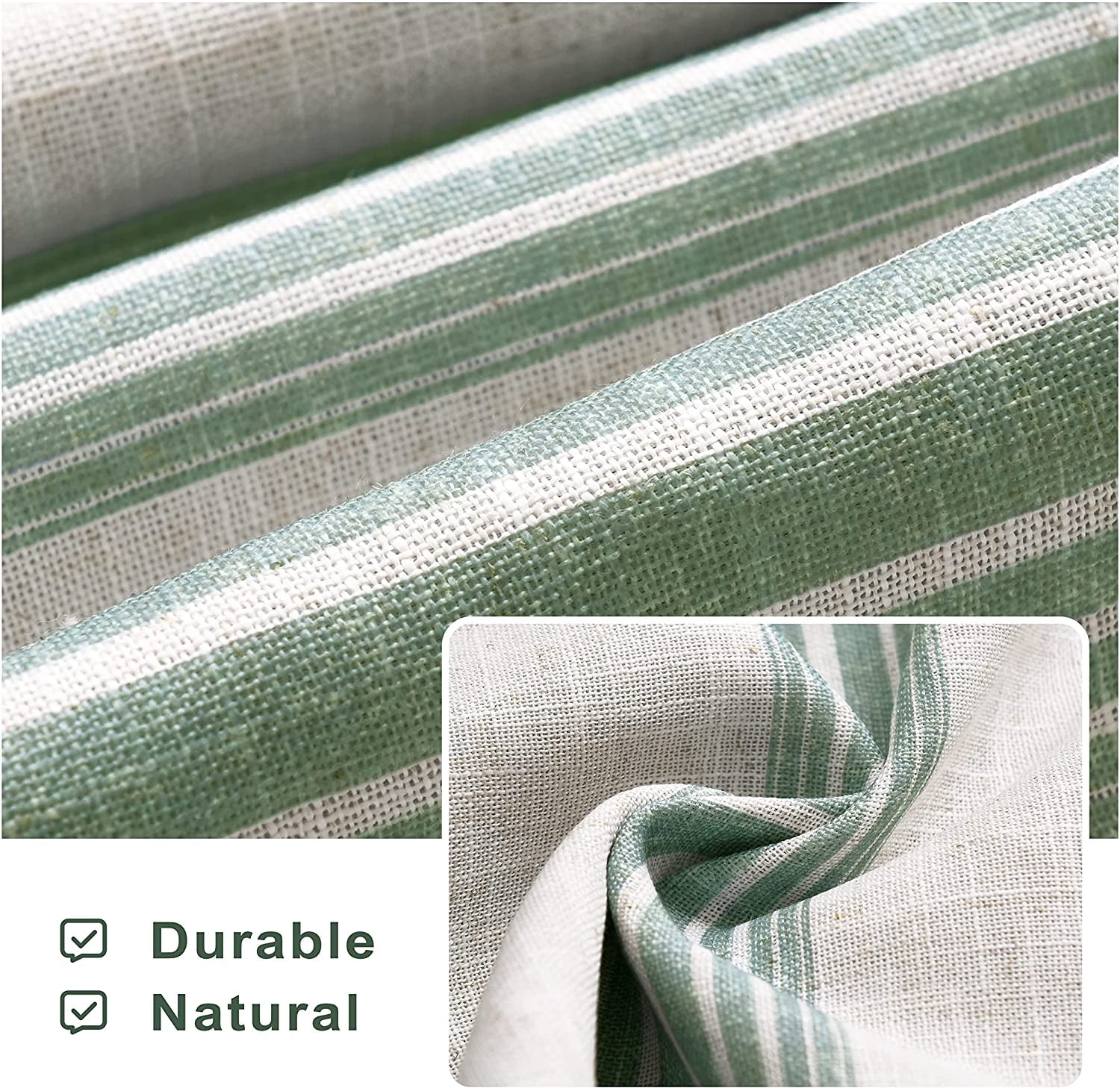 DriftAway  Chris Vertical Striped Pattern Linen Textured Blackout Window Curtain Valance Green 52" width x 18 " length