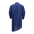 thumbnail image 4 of Men's Muslim Robe Tops Kaftan Robe Button Down Long Sleeve Henley Lightweight Asymmetric Hem Solid Color Blouse, 4 of 7