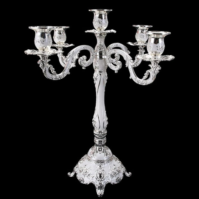 candeliere Noble candeliere /5 Brazos Retro candeliere Romántico para Navidad / de Cumpleaños Luz de Comedor Decoración para hogar Plata de 5 brazos Colco Candelero Pilar