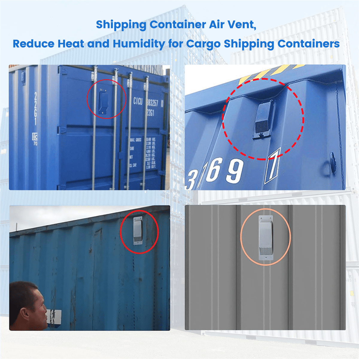 8PCS Shipping Container Air Vent Kit Heavy Duty Shipping Container Accessories Flow Ventilation Kit Yellow