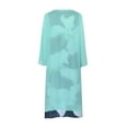 thumbnail image 4 of LoyisViDion Womens Plus Size Dresses Clearance Women Casual Floral Print O-Neck Sleeveles Dress Solid Chiffon Two-Piece Set Light blue 10(XL), 4 of 8