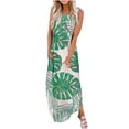 thumbnail image 2 of SMihono Robe Maxi Bohème d'Été pour Femmes Grande Taille Robe Longue Imprimée Sans Manches Col Rond Robe de Plage Robe d'Été, 2 of 5