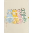 thumbnail image 3 of Newborn Baby Toddler Girl Romper Dresses Outfit, 3 6 9 12 18 Months Sleeveless Flower Print Tulle Patchwork Romper Dress with Bowknot Hairband Summer Clothes, 3 of 9
