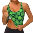 thumbnail image 3 of Goofa green Skull Printed Sports Bras for Women, High Impact Running Bra Workout Crop Tank Tops Longline Sports Bra Push up-Small, 3 of 8