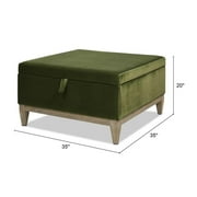 Knox 35 Square Storage Cocktail Ottoman Olive Green Performance Velvet
