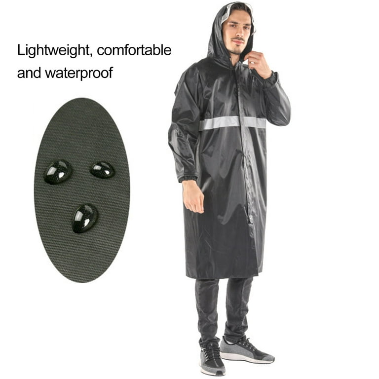 Frogued Adult Raincoat Outdoor Work Labor Protection One-piece Rain Poncho Waterproof  Long Raincoat for Women Men (Black,XL) 