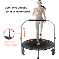 48" Foldable Mini Trampoline Max Load 330lbs/440lbs, Fitness Rebounder with Adjustable Foam Handle, Exercise Trampoline for Adults Indoor/Garden Workout（Prohibited by Temu）