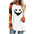 thumbnail image 2 of Costumes d'Halloween pour Femmes 2023, Hauts Décontractés à Manches Longues et Col Rond, Blouse Ample Imprimée Halloween, Chemises pour Femmes Grande Taille en Liquidation, 2 of 6