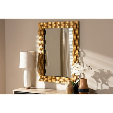 Baxton Studio Arpina Modern and Contemporary Antique Gold Finished Rectangular Accent Wall Mirror,Wholesale Interiors