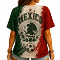 thumbnail image 4 of 2026 Mexico Women Football Fan Jersey Patriotic Flag Print Short Sleeve V Neck Sport Tee Casual Match Watch Party Shirts Green S, 4 of 4