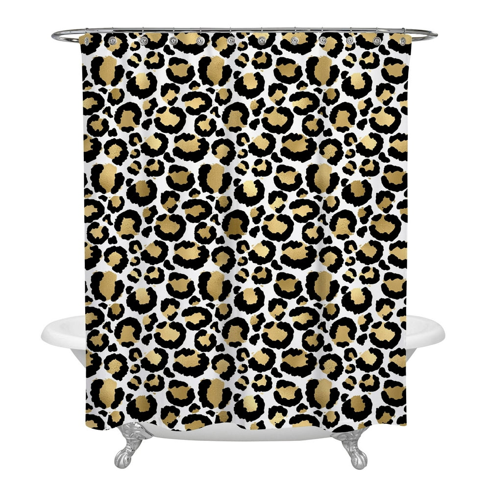 Leopard Print Shower Curtain for Cheetah Bathroom or Girls Apartment Bath 72X72 inch Polyester
