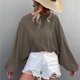 thumbnail image 2 of Top informal holgado con cuello en V y encaje con mangas farol de primavera/verano para mujer Fridja NMB4092, 2 of 6
