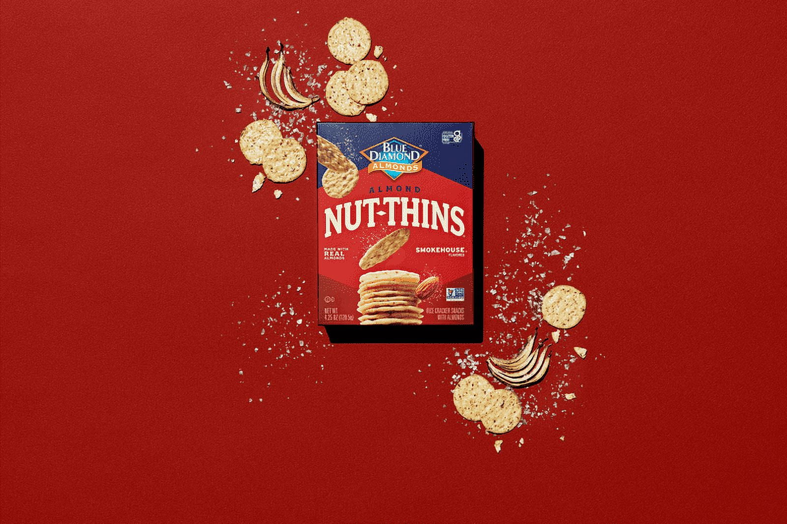 Blue Diamond Almonds Nut-Thins Smokehouse Flavored Rice Cracker Snacks with Almonds, 4.25 oz