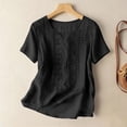 thumbnail image 4 of Summer Tops for Women Pleated Cotton Linen Tops Solid Color Shirts Blouses And Tees, 4 of 6