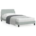 thumbnail image 1 of vidaXL Bed Frame with Headboard Light Grey 100x190 cm Velvet, 1 of 1