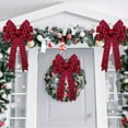 thumbnail image 7 of 4 Pieces Christmas Plaid Wreath Bows 16x8.3 Inch Large Plaid Christmas Wreath Bows Xmas Check Bows Ornaments Christmas Tree Topper Bow for Christmas Tree Indoor Outdoor Decorations(Red and Black), 7 of 7
