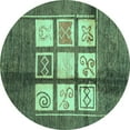 thumbnail image 1 of Ahgly Company Indoor Round Oriental Turquoise Blue Modern Area Rugs, 8' Round, 1 of 4