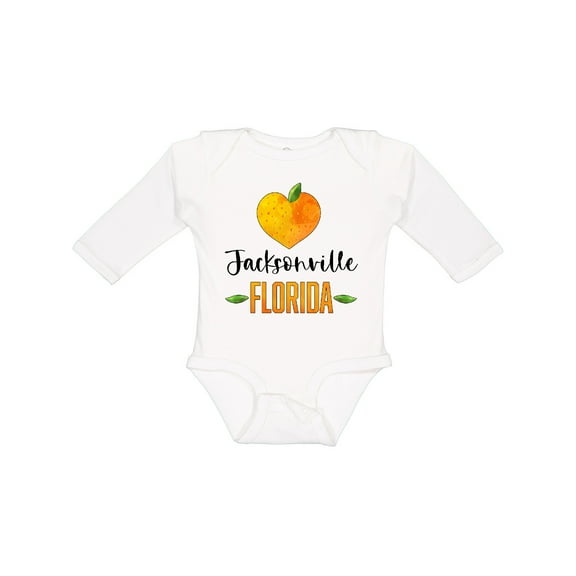 Inktastic Jacksonville Florida Orange in Heart Boys or Girls Long Sleeve Baby Bodysuit