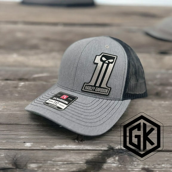 Harley Davidson Custom Leather Patch Richardson Trucker Hat