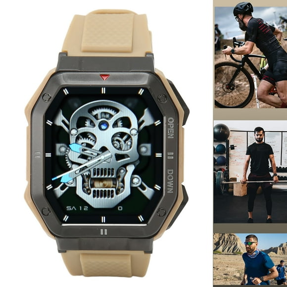 Rugged Smart Watch, Multiple Sports Modes 1.85in HD Touchscreen Rugged Military Smart Watch Alarm Clock Music All Round Monitoring with Speaker for Outdoor