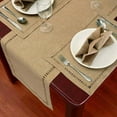 thumbnail image 3 of Hand Hemstitched Dining Table Runner Dresser Scarves, Silver Thread Interweaving (Dark Beige, 12 x 72 Table Runners), 3 of 5