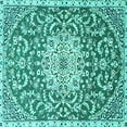 thumbnail image 1 of Ahgly Company Machine Washable Indoor Square Medallion Turquoise Blue Traditional Area Rugs, 5' Square, 1 of 4