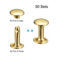 thumbnail image 3 of Unique Bargains 50 Sets Leather Rivets 8mm Double Cap Rivets 12mm Height Metal Studs Rivet, Gold Tone, 3 of 5