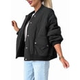 thumbnail image 2 of Women'S Quilted Jacket Oversized Solid Color Long Sleeve Zip Up Casual Jacket with Pockets Black XL, 2 of 8
