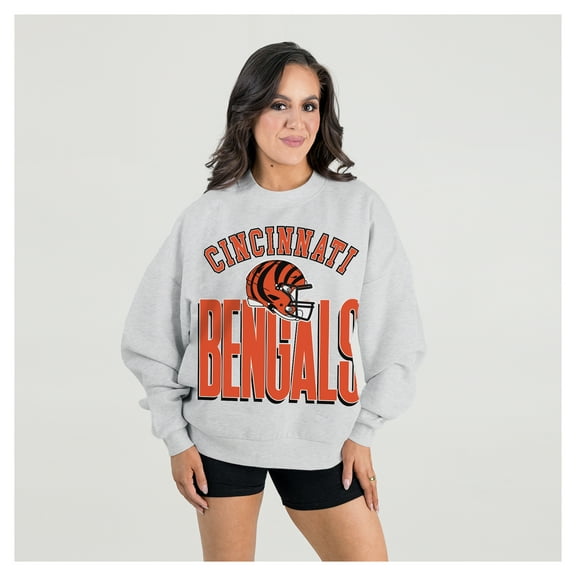 Women's Gameday Couture  Ash Cincinnati Bengals Fierce Focus Premium Oversized Fleece Pullover Sweatshirt