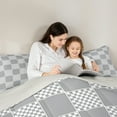 thumbnail image 5 of jejeloiu Geometric Classic Plaid Queen Comforter Set,Abstract Geometric Checkerboard Bedding Sets,Gray Geometrical Grid Bedding Comforter Set For Children,Breathable Home Decor Reversible,3-Piece, 5 of 8