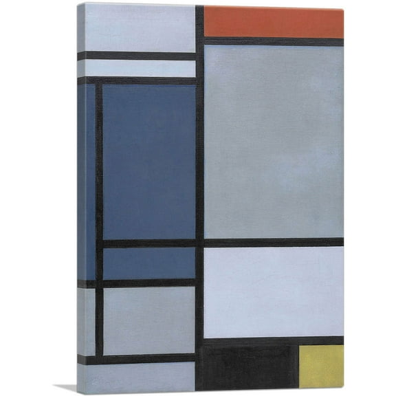 ARTCANVAS Composition with Red, Blue, Black, Yellow, and Gray 1921 Canvas Art Print by Piet Mondrian - Size: 26" x 18" (0.75" Deep)