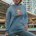 thumbnail image 2 of Holiday Hot Chocolate, Served All Winter, Retro Store Sign Art Merch Gift, Light Blue Hooded Sweatshirt or Hoodie, Large, 2 of 5