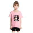 thumbnail image 1 of GDREDA Vêtements pour Filles, T-Shirt Imprimé Mignon à Col Rond et Manches Courtes, Été, Doux et Ample, Rose, 4-6 Ans, 1 of 5