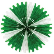 Beistle Club Pack of 12 Green and White Tissue Fan Hanging Decor 25"