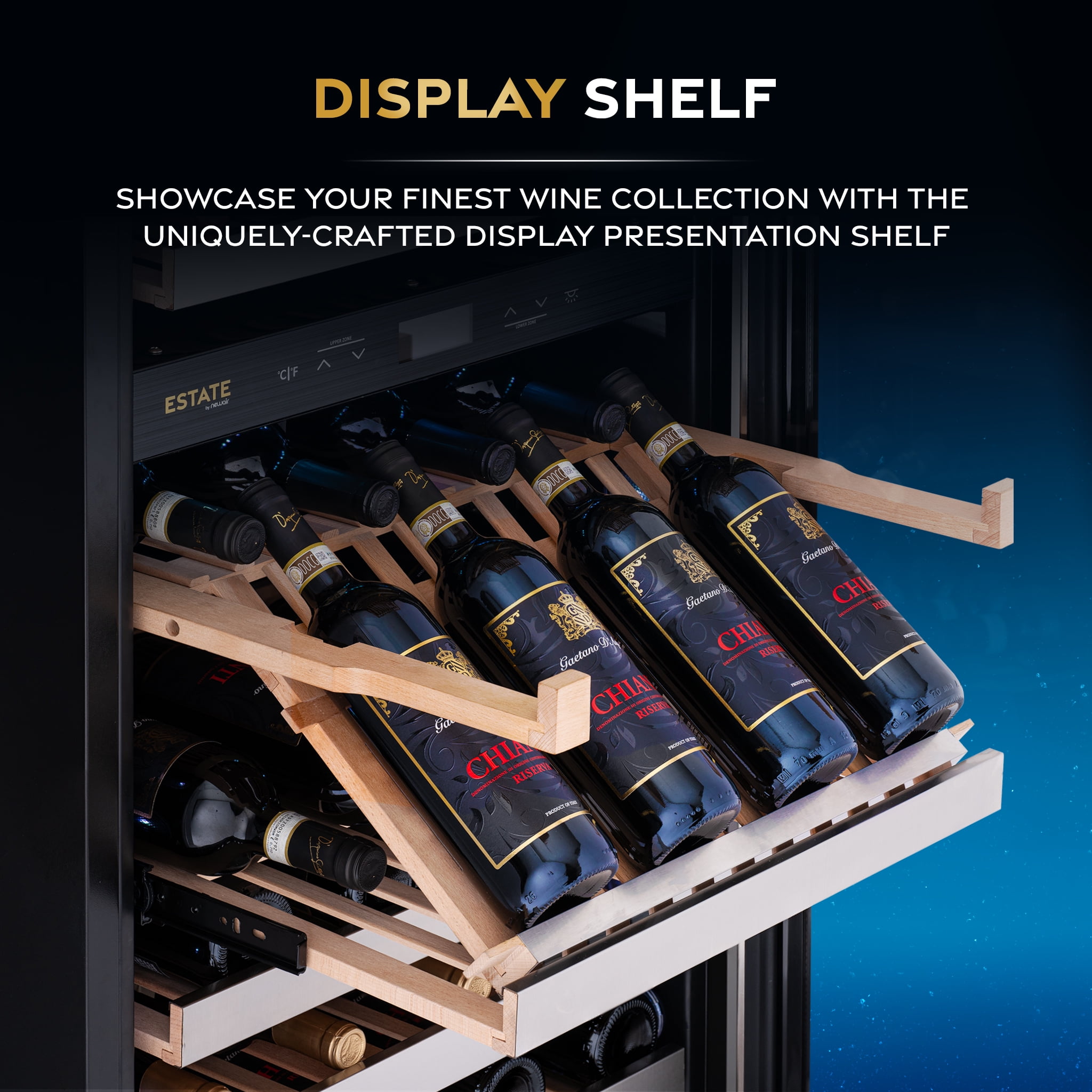 Newair ESTATE Wine Fridge Dual Zone 160 Bottle Capacity in Seamless Stainless Steel
