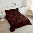 thumbnail image 4 of Erosebridal Boho Black Scarlet Damask Bedding Todder Comforter Set, Victorian Baroque Down Comforter, Reversible 2 Pieces, 4 of 8