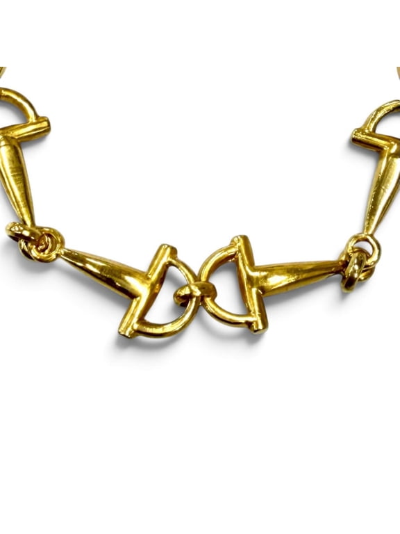 Pre-Owned CELINE Vintage Triomphe Horsebit Chain Long Necklace, Gold, Made in Italy, Women's,...