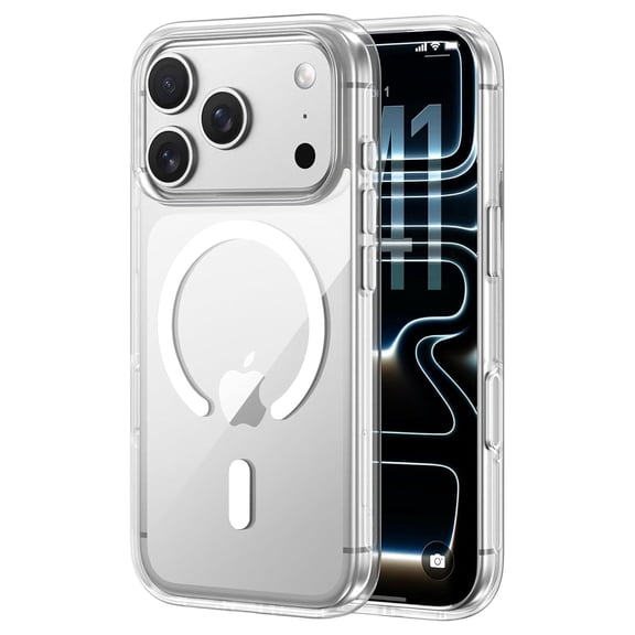 MagSafe Magnetic Clear Case for iPhone 17 Pro, Crystal Transparent Shockproof Protective Cover with Camera Guard, Anti-Yellow Slim TPU Bumper Case, Wireless Charging Compatible