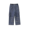 thumbnail image 4 of Boys Distressed Denim Jeans, Loose Fit Straight Leg Trousers with Hem, Comfortable Casual Fall Outfit for Everyday Wear,Size:11-13 Years, 4 of 4