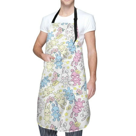 

Cauagu Cartoon Bunny Aprons with Pockets Waterproof Apron for Women Kitchen Cooking Apron Adjustable Bib Aprons Chef Apron for Cooking Drawing Crafting