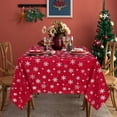 thumbnail image 7 of LUSHVIDA Christmas Tablecloth Rectangle -60 x84 inch Snowflake Foil Print Pattern Washable Wrinkle Resistant Holiday Tablecloths for Christmas Family Gathering, Dining Room Table Decoration, 7 of 7