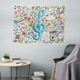 thumbnail image 1 of Music Tapestry, Big Clef with Notebook Doodle Style Items Around Rainbow Musical Notes Party, Fabric Wall Hanging Decor for Bedroom Living Room Dorm, 5 Sizes, White Multicolor, by Ambesonne, 1 of 1